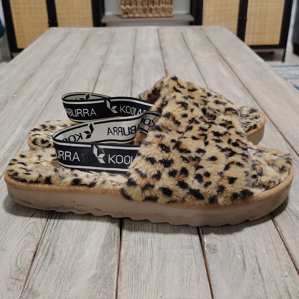 UGG Kookaburra Leopard Print Fuzzy Slide Sandals Size Women's 11 - Picture 13 of 17
